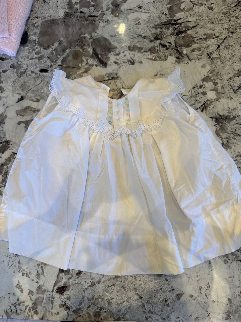 White Girls' Eyelet Ruffle Dress - Classic Summer Style